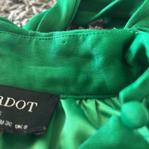 Bardot Etta Tie Neck in Fern Green Sleeveless Mini Dress Size 4 - Picture 9 of 16